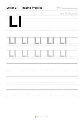 アルファベット「Ll」なぞりがき
