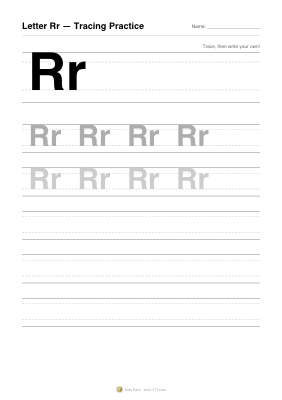 アルファベット「Rr」なぞりがき