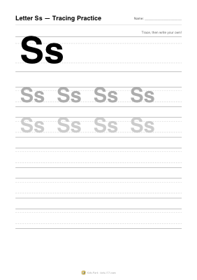 アルファベット「Ss」なぞりがき